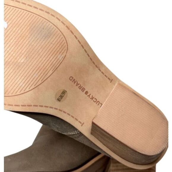 Lucky Brand Boots Size‎ 8.5 Tan Leather Block Heel Pull On Style Ankle Booties - Picture 11 of 12